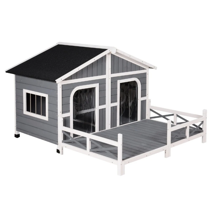 modern design xl size big dog house outdoor with platform and porch