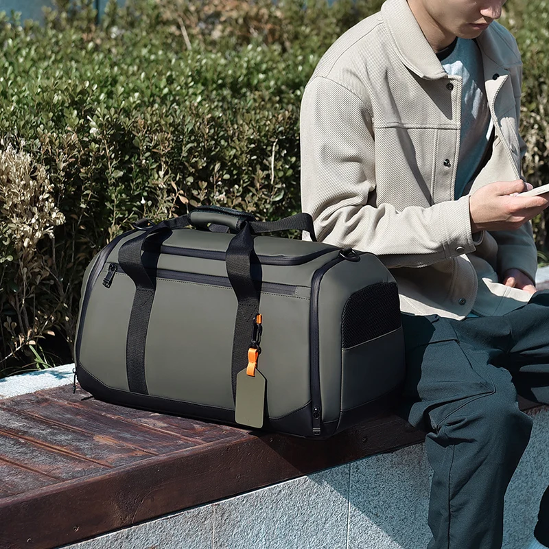 Bolsa táctica de lona con separador seco y húmedo para viaje gimnasio - imagen 3