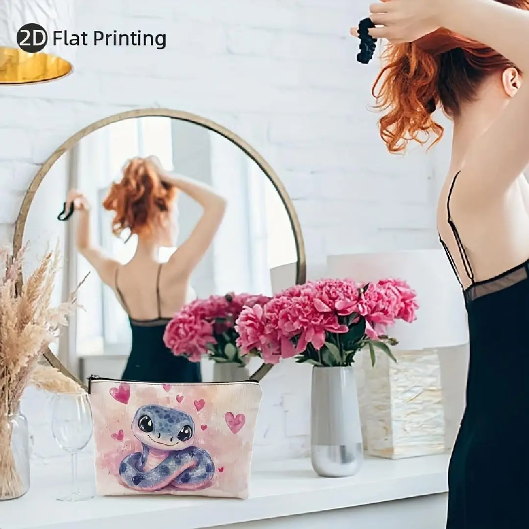 A Small snake patterned makeup bag- multifunctional zipper pouch, jewelry storage bag, perfect travel zipper small storage bag.
