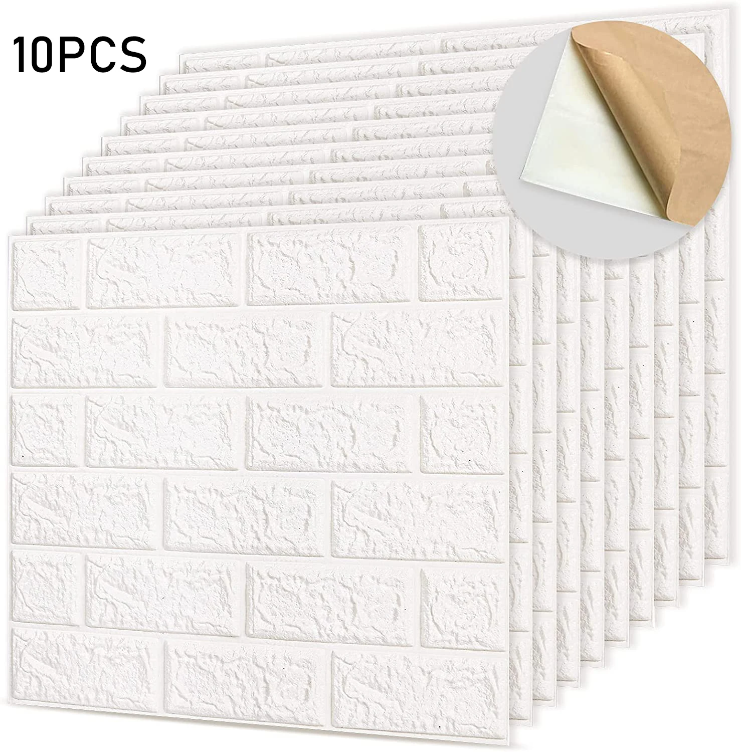 10PCS 3MM 3D Wallpaper PE Foam Wall Sticker Self Adhesive Peel and Stick Sticker Brick Wall Paper for Living Room
