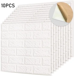 10PCS 3MM 3D Wallpaper PE Foam Wall Sticker Self Adhesive Peel and Stick Sticker Brick Wall Paper for Living Room
