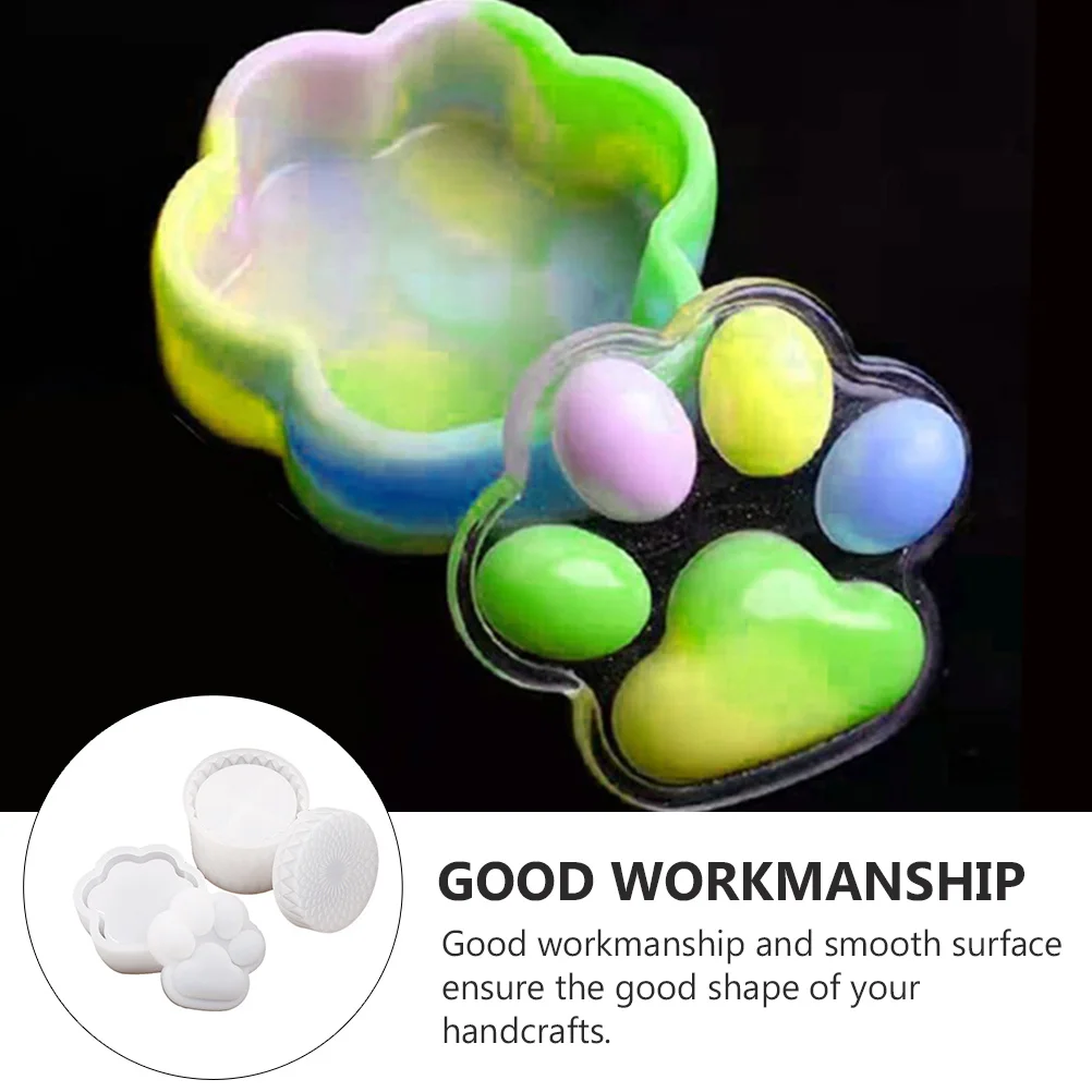 

2 set Paw Delicate Adornment Container Mold Shape Box Mold Silicone Diy Tool For Jewelry Storage Craft Making White Smooth