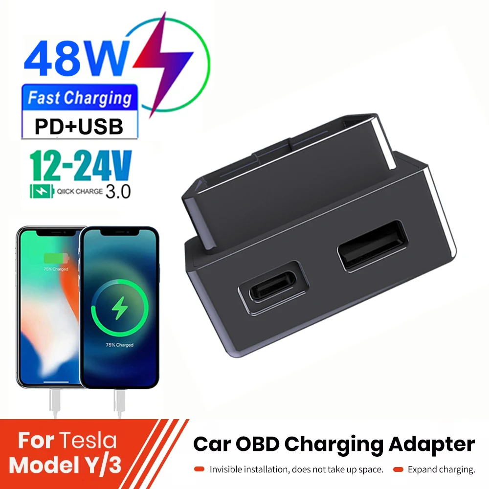 OBD-Stecker für Tesla Model 3 Modell Y X S Obd-Adapter zum Aufladen für Tesla Car Model 3 Modell Obd2 Splitter Ladegerät-Adapter – Detail 1