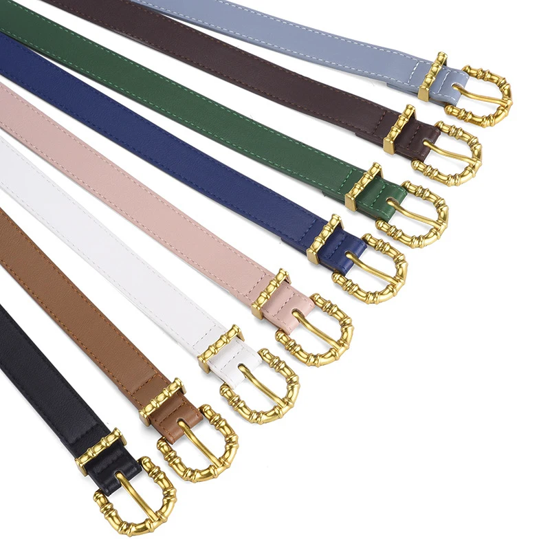 Fashion Accessories Popular Bamboo Alloy Pin Buckle Pu Belt Long Shirt Dress Outerwear Personalized Trendy Ladies Belt