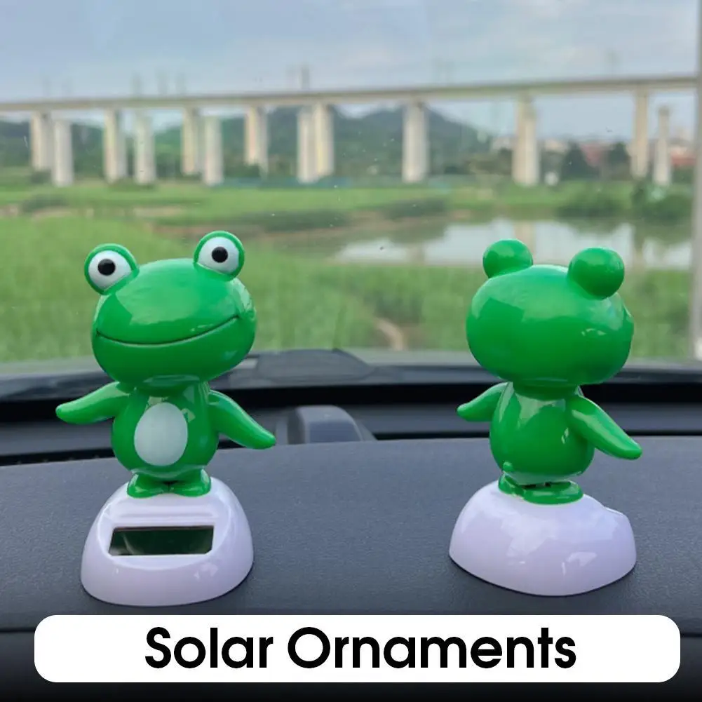 

1Pcs Cute Solar Energy Car Interior Ornaments Animal Frog Bobble Figurine Sway Model Automotive Dashboard Decoration Kids Gifts
