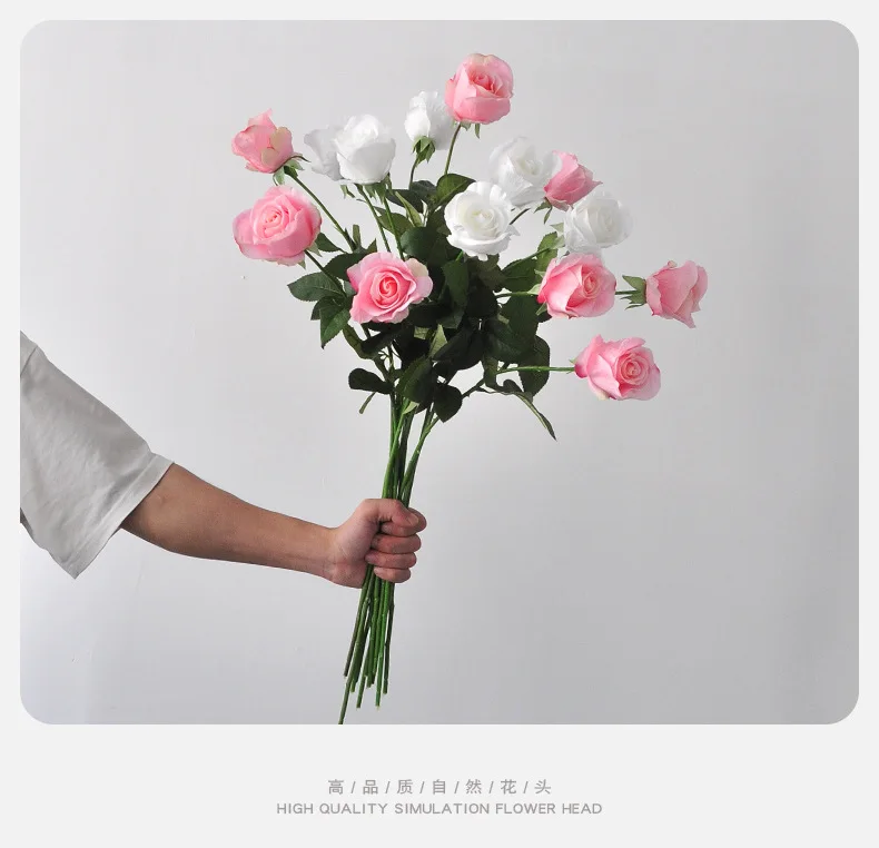 5 Stück feuchtigkeitsspendende Rosen mit echter Haptik, künstliche Blumen für die Heimdekoration, künstliche Rosen für Brautsträuße, Hochzeitsdekoration, Floristik – Detail 10