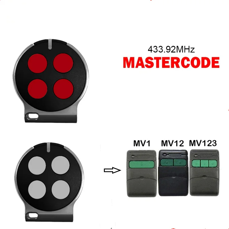 MASTERCODE 433.92MHz MV MV1 MV12 MV123 Garage Remote Control  Mastercode Remote Control Transmitter