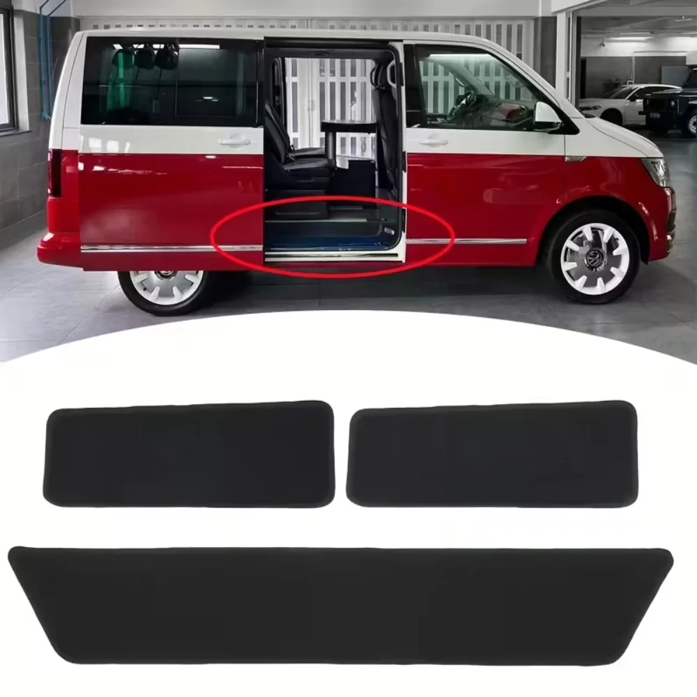 1/2/3x قافلة السجاد خطوة حصيرة سوداء السجاد انزلاق الباب سائق الركاب الباب مصممة تماما لشركة فولكس فاجن الناقل T5 T6