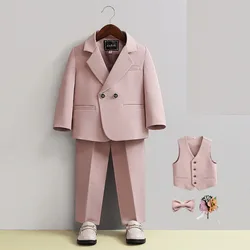 Vestido de boda Rosa Formal para niños, traje de fotografía de flores para niños, traje de actuación para escenario, traje de Ceremonia de cumpleaños para bebés
