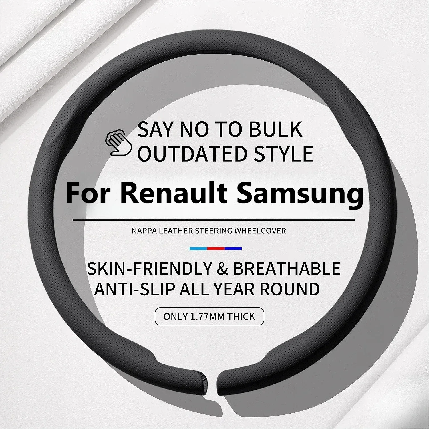 Punched Nappa ultra-thin car steering wheel cover suitable for Renault Clio Espace Kwid Rafale Arkana Austrian Car Accessories