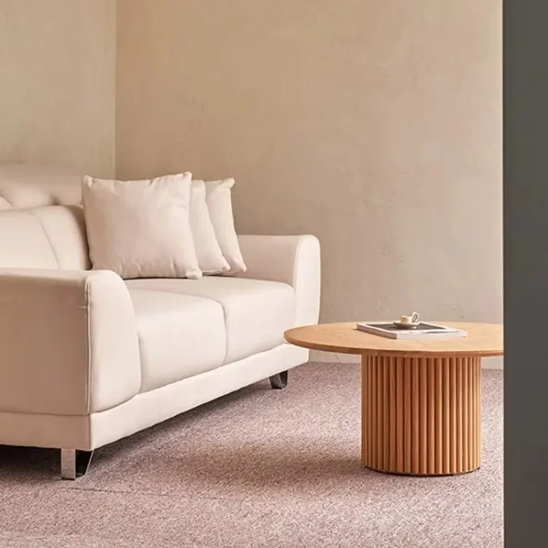TAO Advanced sense of log wind living room minimalist creative round medieval small coffee table wabi-sabi wind