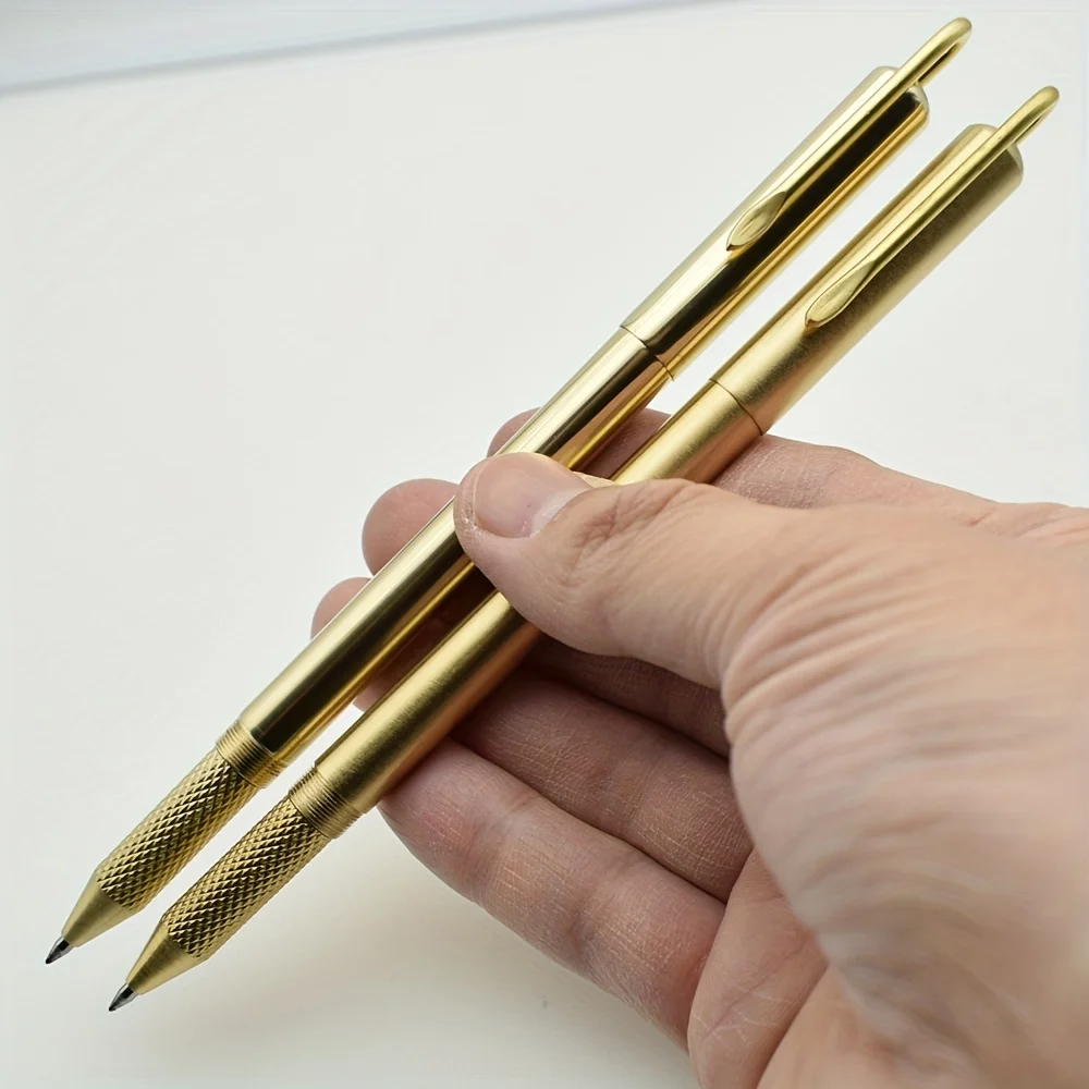 Golden Brass Gel Ben With Clip 0.7mm Point Black Ink Refill Gelpen Smooth Matte Signature Supplies