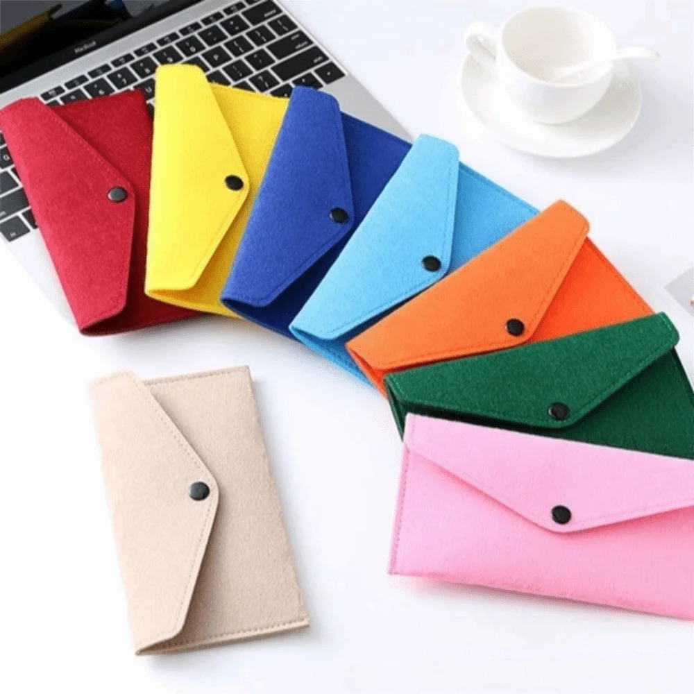 New PVC Lining Felt Phone Pocket Bill Compartment Lightweight Coin Purse Buckle Closure Phone Pocket Wallet Daily Use