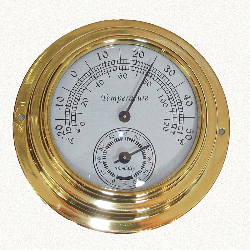 1PC Classical and elegant brass color two-in-one thermometer hygrometer humidity thermometer monitor tester without batteries