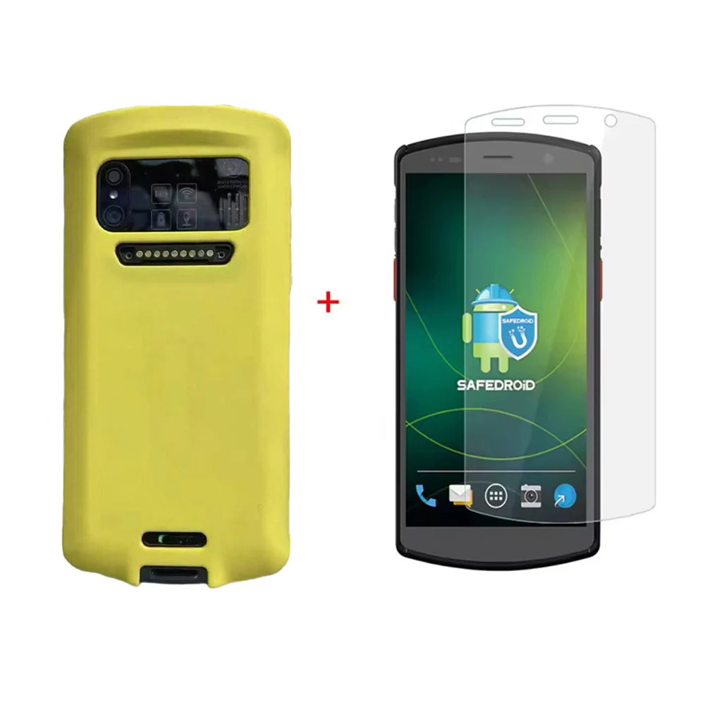 Soft Silicone Protective Case Cover for UROVO DT50 handheld Data Collector Android PDA Tempered Glass Screen Protector Film