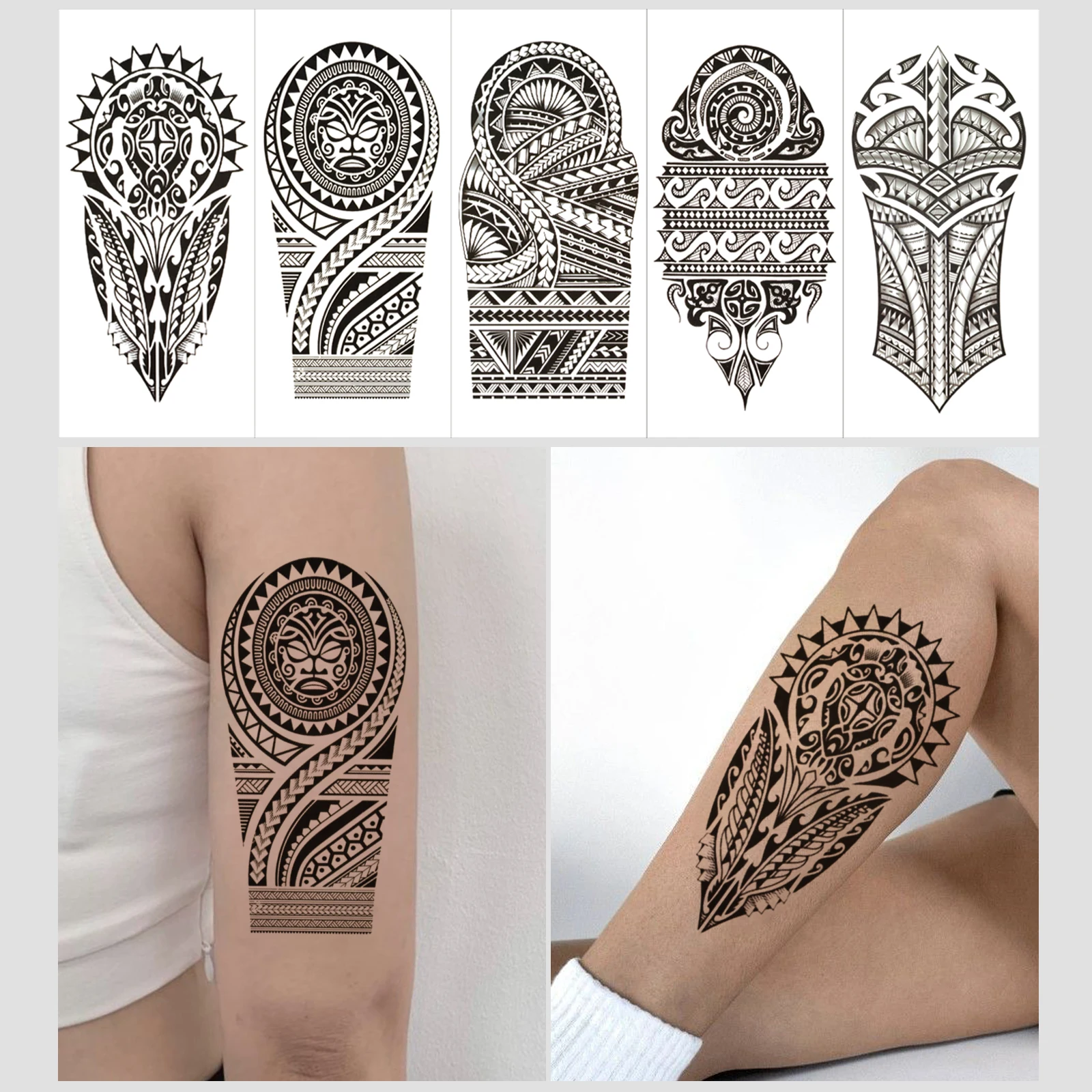 

5 листов временная татуировка на руку для мужчин Тотемный робот Механическая водостойкая татуировка Большой боди-арт Поддельные татуировки 타투스티커