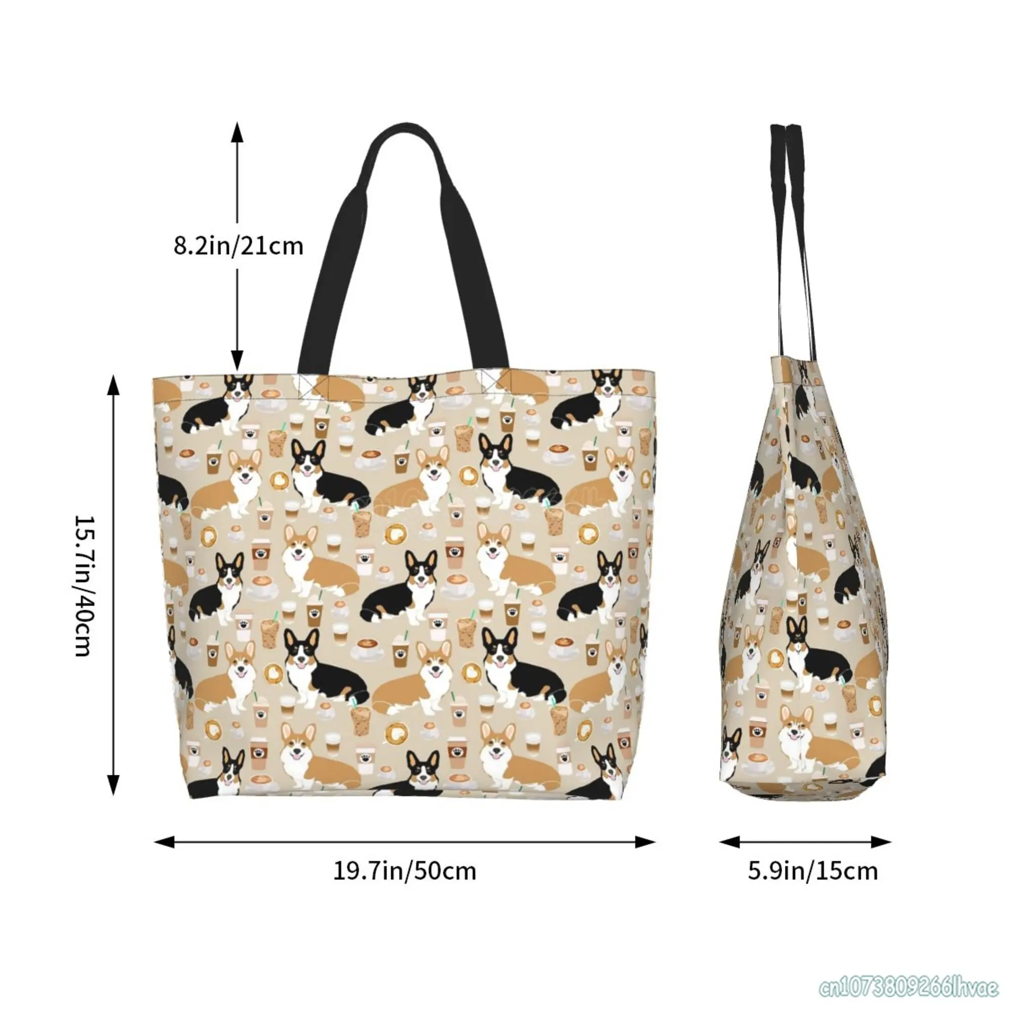 Bonito Corgi Dog Tote Bags Shoulder Bag Saco de praia para as Mulheres Reutilizável Ginásio Piquenique Viagem Praia Compras Trabalho Uso Diário Shoppers Tote