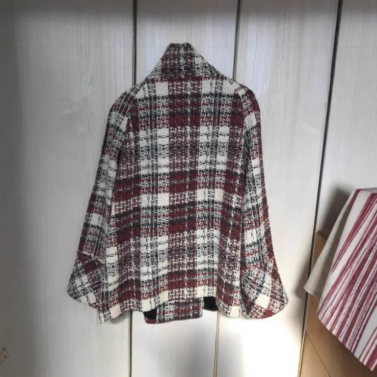 Woman Winter Coats Elegant Warm Plaid Stand Collar Pocket Coat Fashion  Loose Coats Versatile Casual Female Jacket New Outerwear