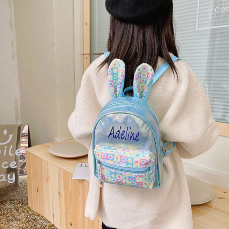 Rabbit Ear Children\'s Bag Backpack Colorful Sparkling Girl Baby Cute Cartoon Fashion Princess Bag Customized Book Bag