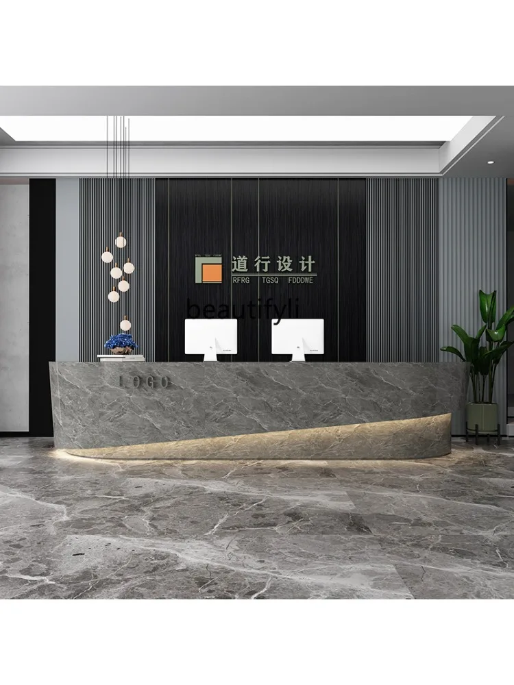 Customized Simple Company Front Desk Modern Paint Beauty Salon Bar Counter Sales Department Reception Counter Small Shop Cashier