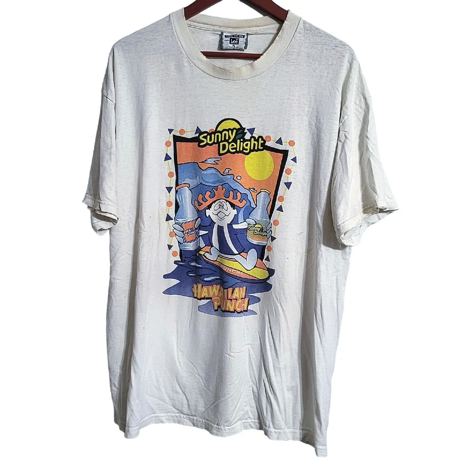 Camiseta Vintage hawaiana PUNCH SUNNY DELIGHT 2XL, Retro 90s Sundor marcas THRAHED