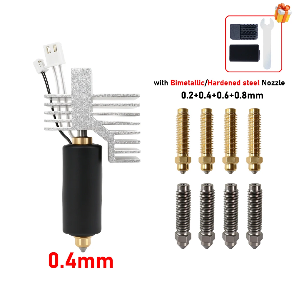 Upgrade Elegoo CC2 Hotend 0,2/0,4/0,6/0,8mm Montiertes Extruder-Hotend-Kit für Elegoo Centauri Carbon 2 Hot End / Centauri Nozzle