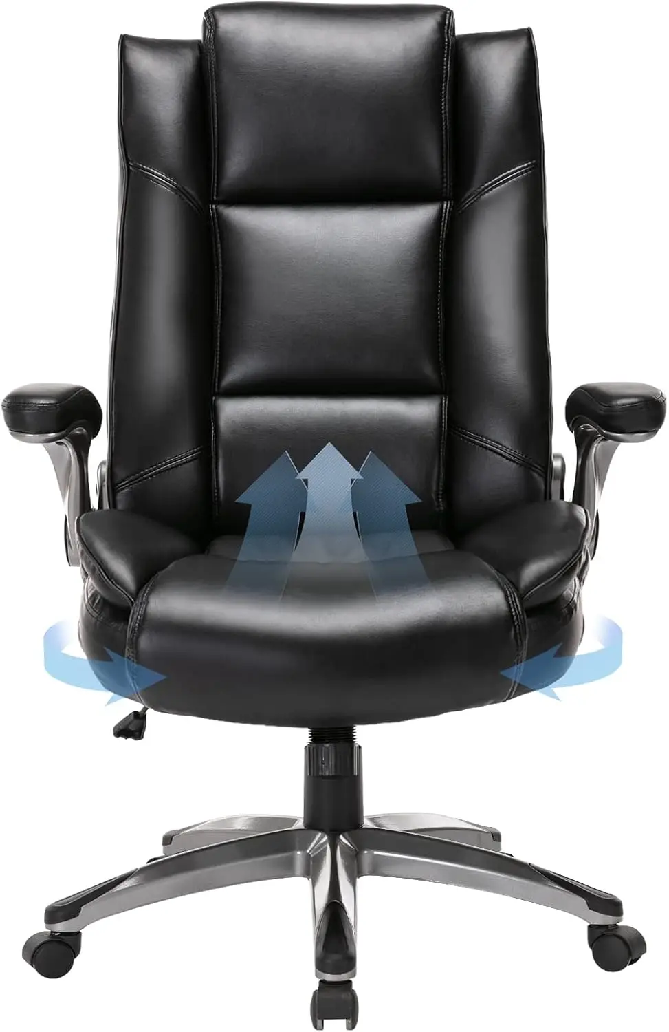 

High Ba Executive Office Chair - Ergonomic Bonded Leather Computer Chair With Flip-Up Arms, Adjustable Tilt Tension, Padded