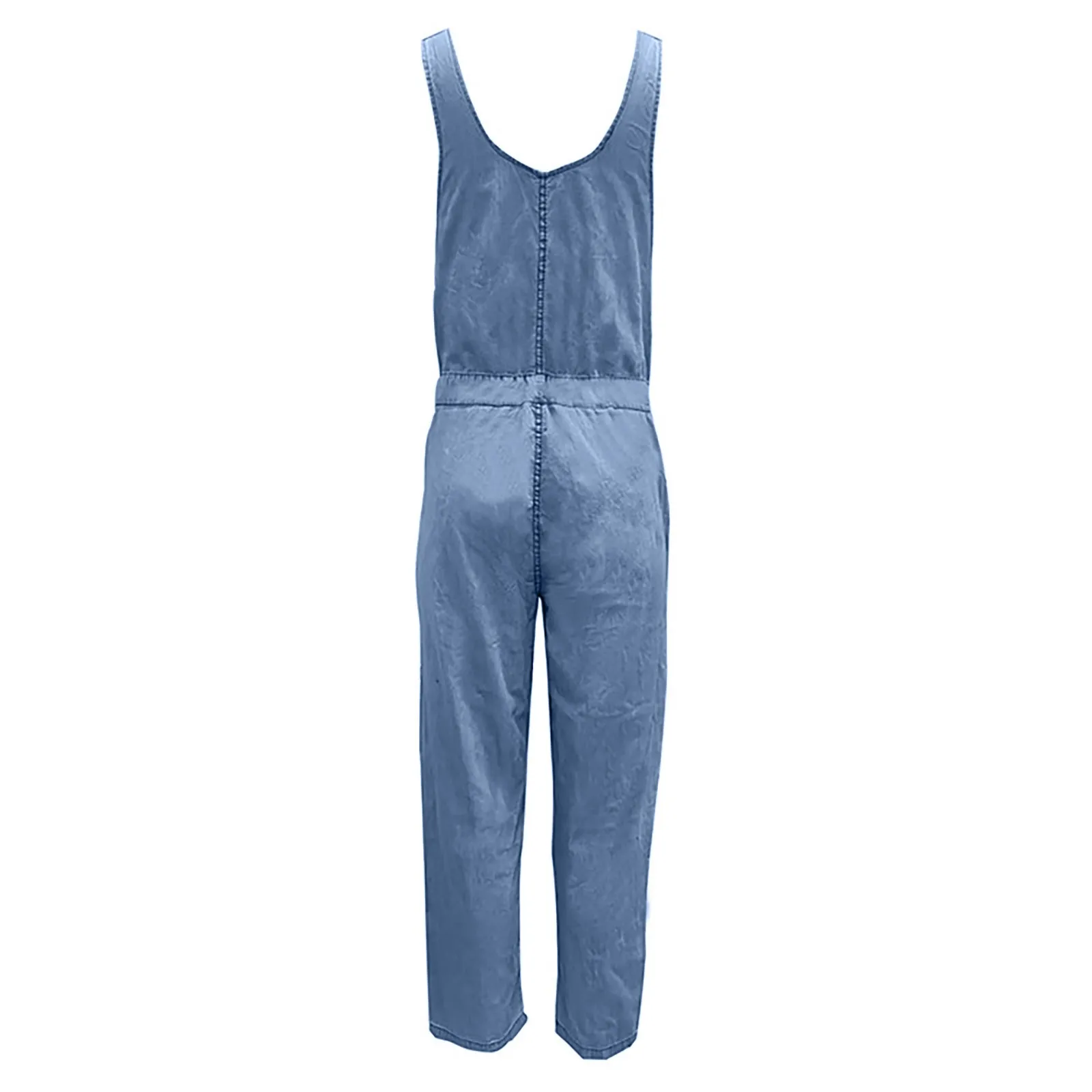 Women Denim Jumpsuits Summer Thin Comfortable Bib Playsuits High Wais Straight Beach Casual Vacation Denim Jumpsuits