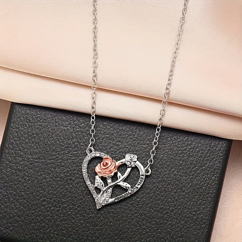 I Love You Forever Necklace With Cute Bear Rose Flower Gift Box For Girlfriend Birthday Romantic 2024 New Fashion Jewelry