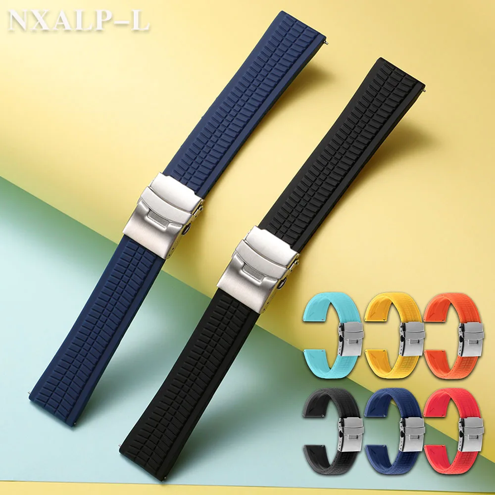 حزام ساعة مطاطي من السيليكون مشبك نشر 20 مللي متر 22 مللي متر لـ Seiko لأوميغا استبدال حزام الساعات لساعة سامسونج جالاكسي 6 5 4