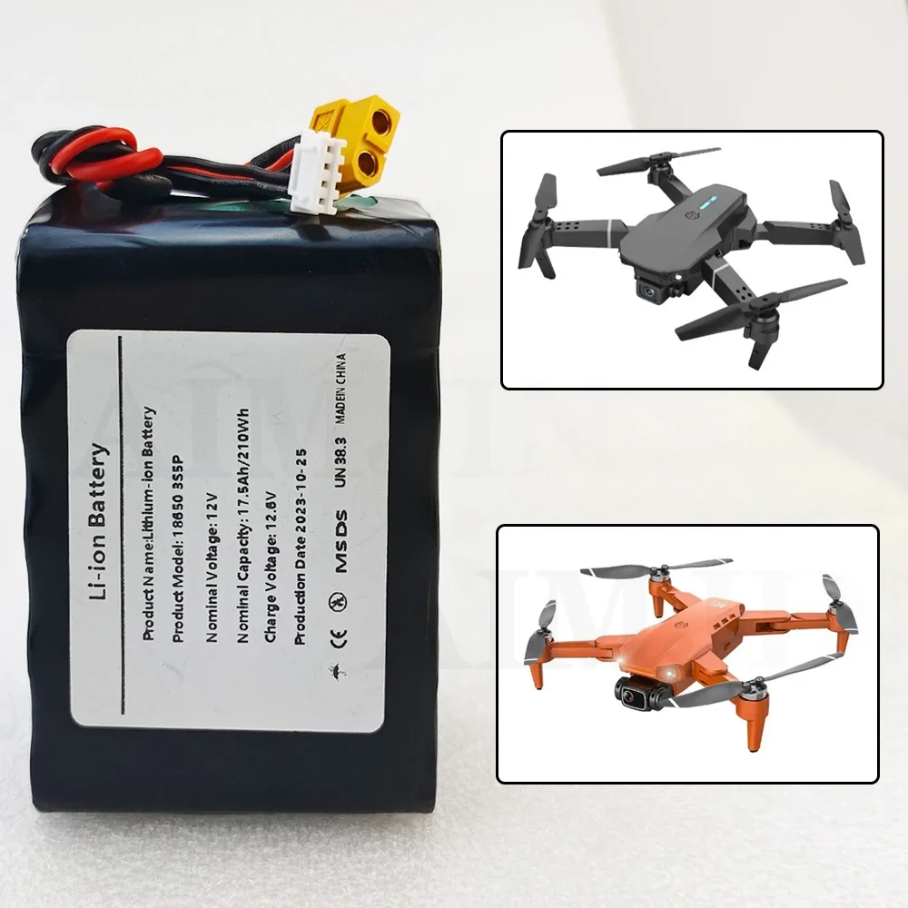 12V 17500mAh UAV แบตเตอรี่ชาร์จต่างๆ RC เครื่องบิน Drone Quadrotor XH2.54-4P XT60 3s5p แบตเตอรี่ลิเธียม