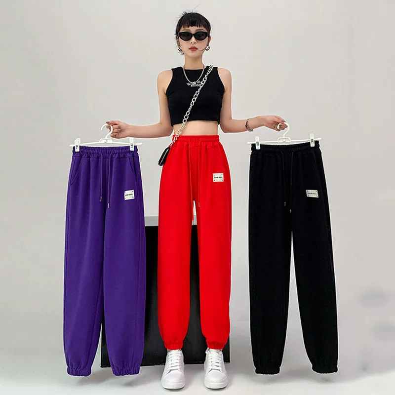 

Women's Drawstring High Waist All-match Casual Sweatpants Spring Autumn Fashion Contrast Color Spliced Pants Female Clothing