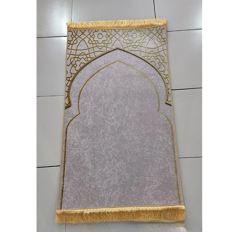 Adult Prayer Mat for Muslim Ramadan Gold Diamond Velvet  Worship Kneel Floor Carpets Non-slip Soft Portable Travel Prayer Rugs