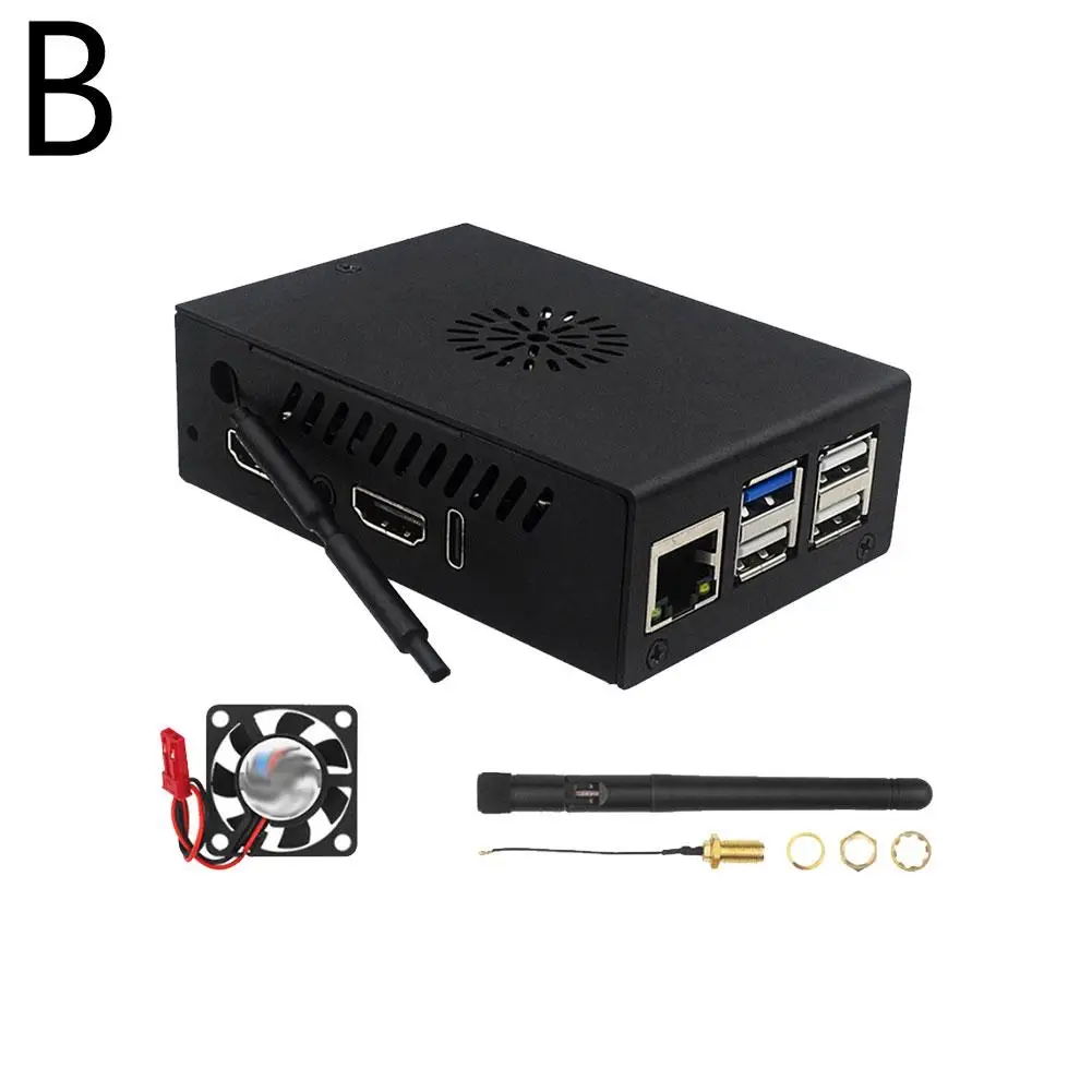Untuk Pi 5 Max Casing Logam dengan Kipas Angin Antena Pendingin Pasif Aktif Opsional Cangkang Aluminium Radiator Heatinks Logam J1V7