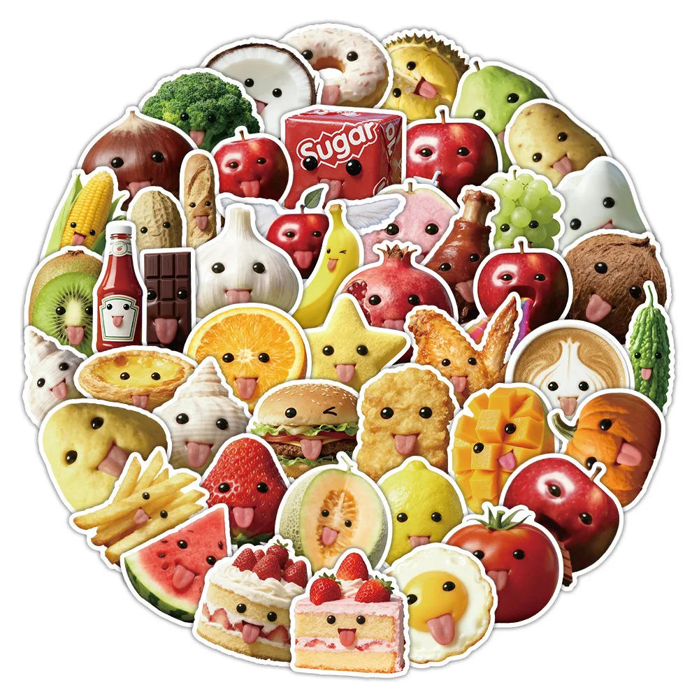 10/50 قطعة مجردة الغذاء ميمي الكتابة على الجدران ملصقات مضحك الفواكه الخضروات الكرتون ملصق مائي DIY بها بنفسك الأمتعة الهاتف الغيتار سكيت ألعاب أطفال #1