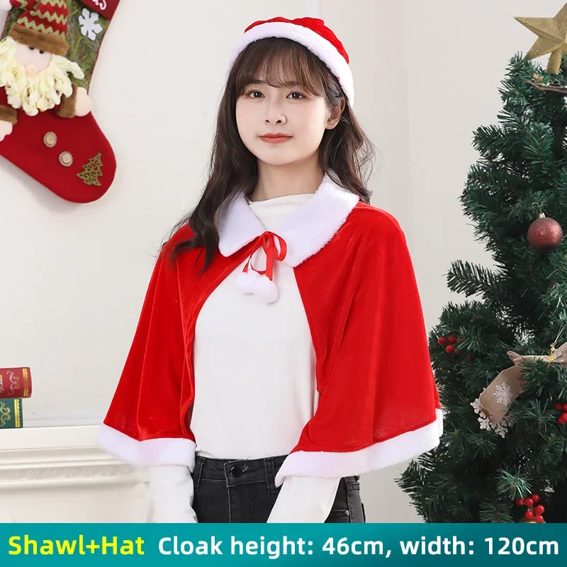 SN55Conjuntos de fiesta de otoño e invierno, vestido de felpa para niña, chal, capa roja, Cosplay de Navidad, Ponchos con capucha, capa de Navidad para mujer @ 54WE