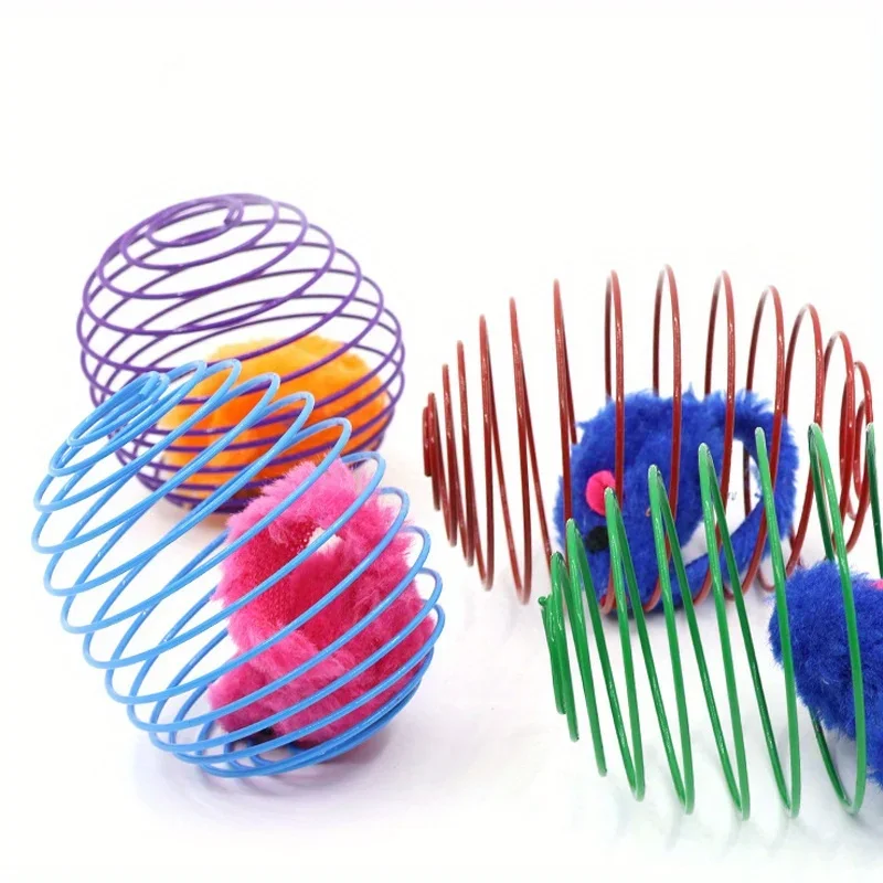 Elastic Wire Spring Cat Toy False Mouse In Gauge Cage Balls Scratching Post Chasing Rolling Ball Toys For Indoor Cats Kitten Hunting Training