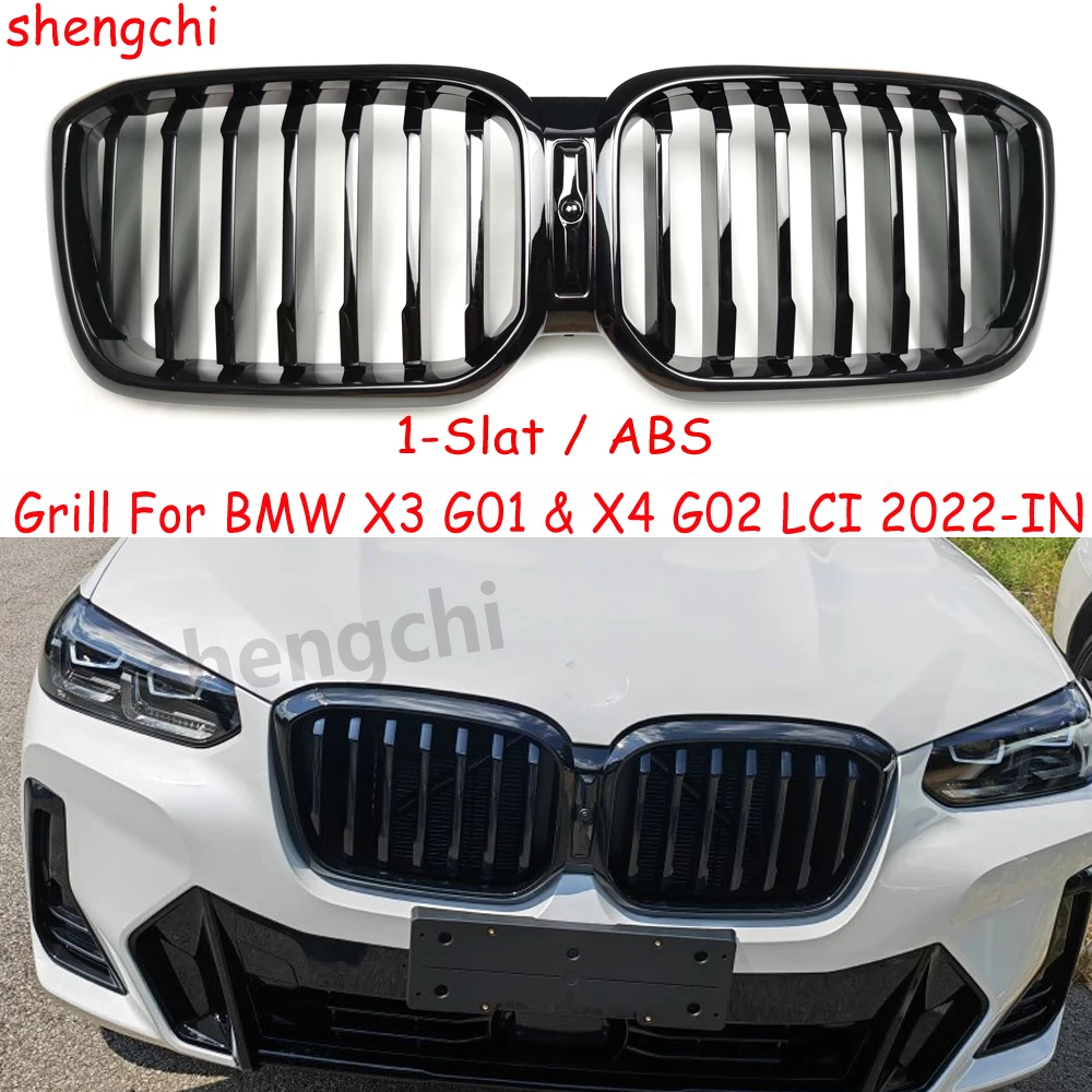 

G01 G02 LCI ABS Gloss Black Front Bumper Grille For BMW X3 X4 G01 G02 X3M F97 X4M F98 LCI Replacement Racing Grills 2022-IN