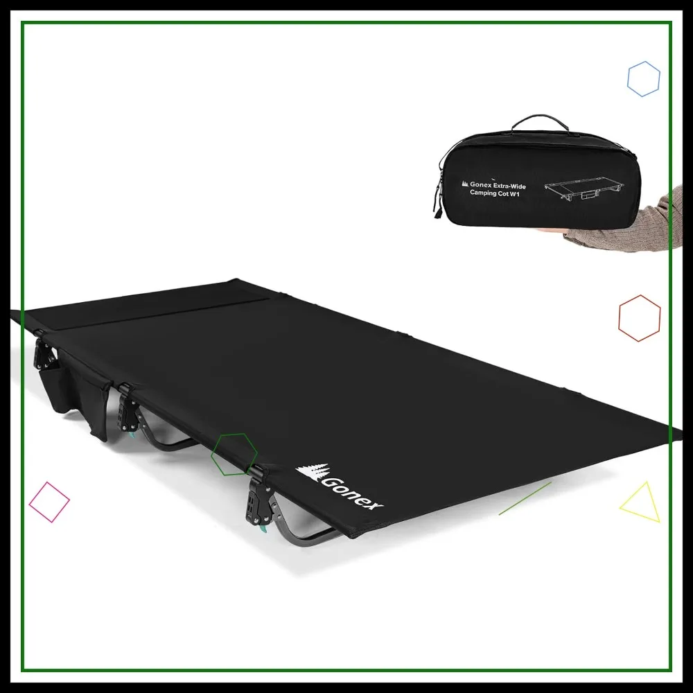 

31.5" Extra Wide Camping Cot with Pillow Pocket, Supports 350lbs, Portable Folding Bed for Adults Travel Beach Home Sleeping