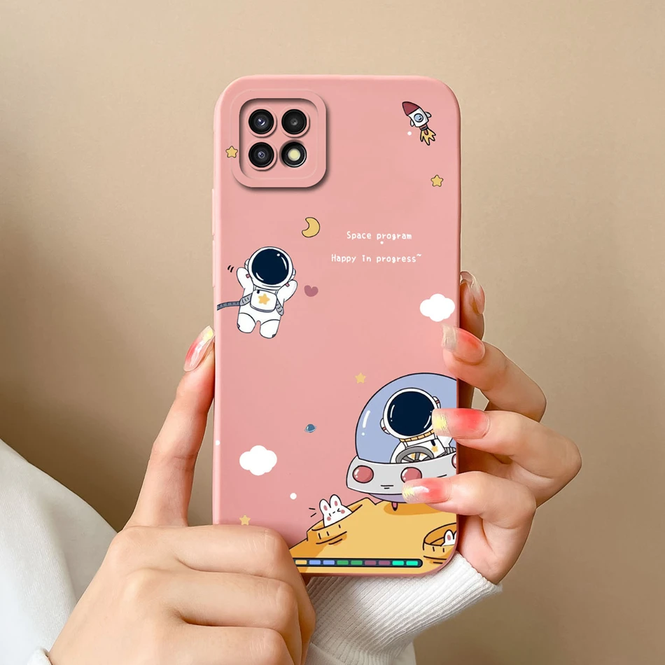 Cases For Samsung A22 5G 4G A22S Cute Soft Liquid Silicone Camera Protector Back Cover For Galaxy A22 A 22 A 22S Coque Bumper