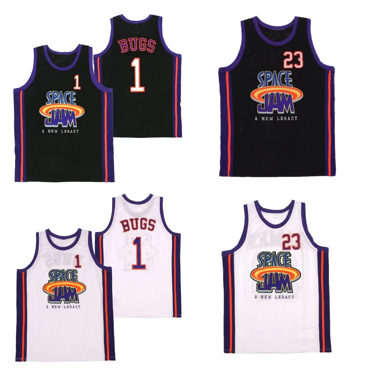 Basketball Jerseys Space Jam New Legacy 1 Bugs 23 Jersey Cheap High-quality Outdoor Sports Sewing Embroidery White Black 2023