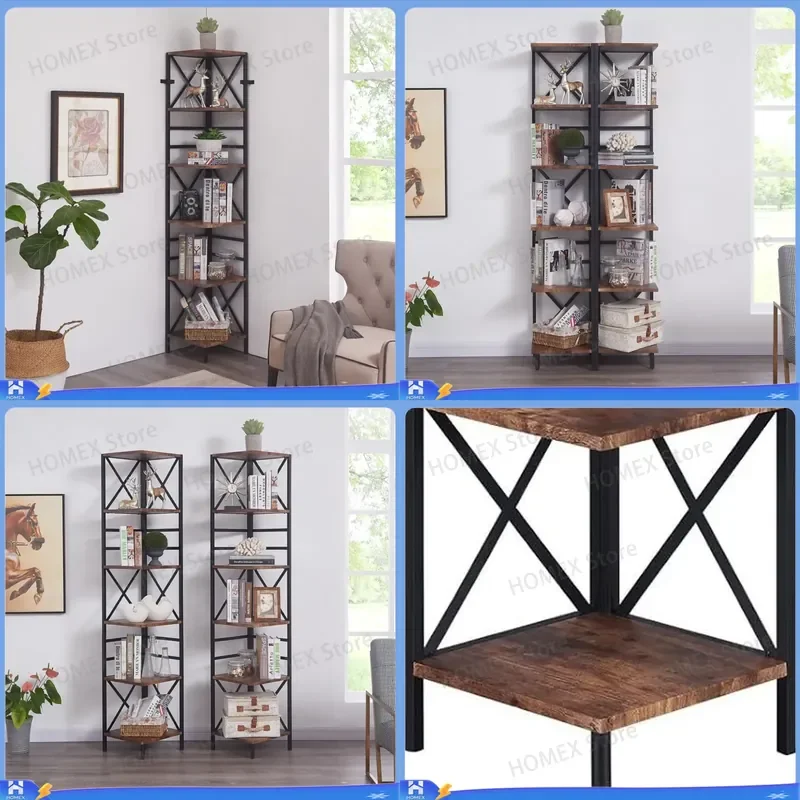 Multi-level triangular storage shelves for furniture, simple and modern corner bookcase with a floor-standing design