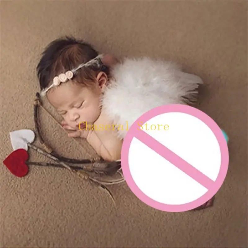 E7CE Baby Angel Cupid Costume Set Newborn Baby Angel Wings Arrows Bow Set
