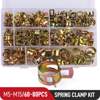 Spring Hose Clamp Assortment Kit 60/80Pcs 5-15mm Fuel Silicone Vacuum Band Type Pipe Clamps Tube Water Low Pressure Air Clip