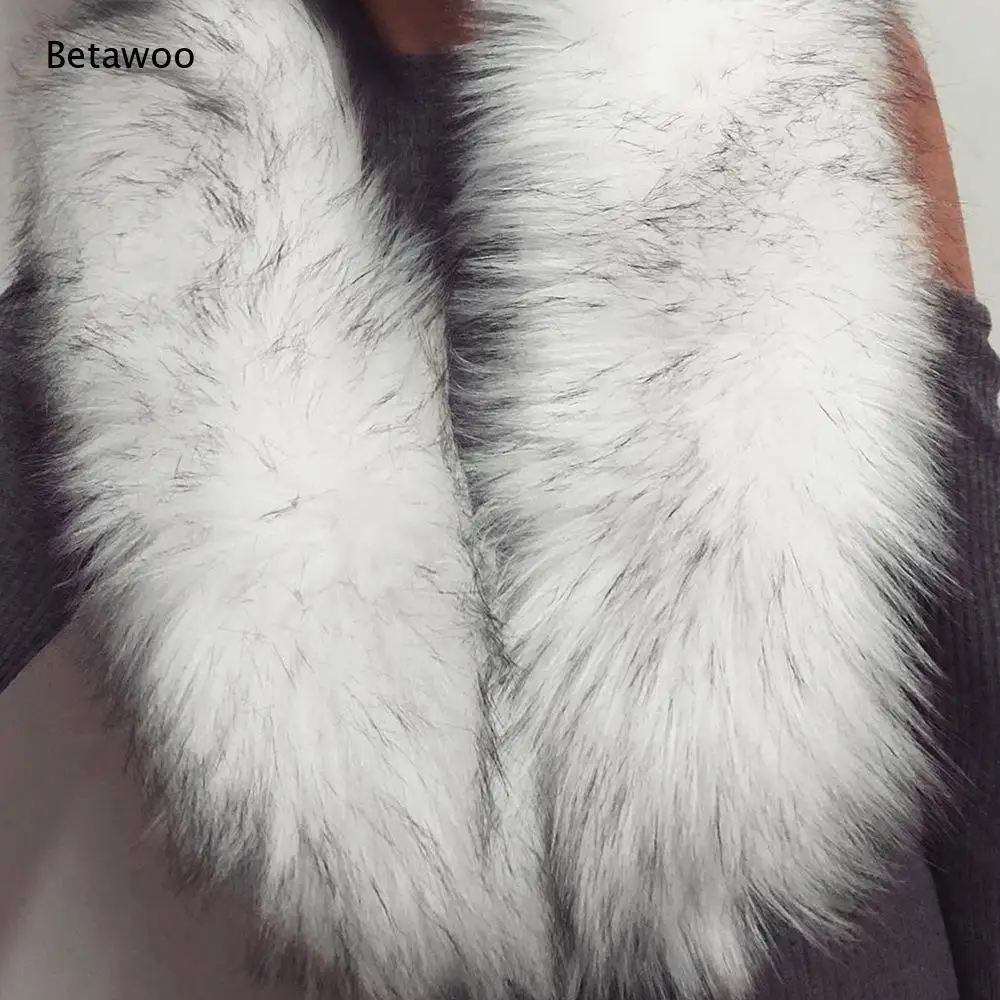 Ladies Fashion Oversized Faux Fur Trim Collar Solid Color Warm Shawl Scarf for Coat Hood Replacement Accessory