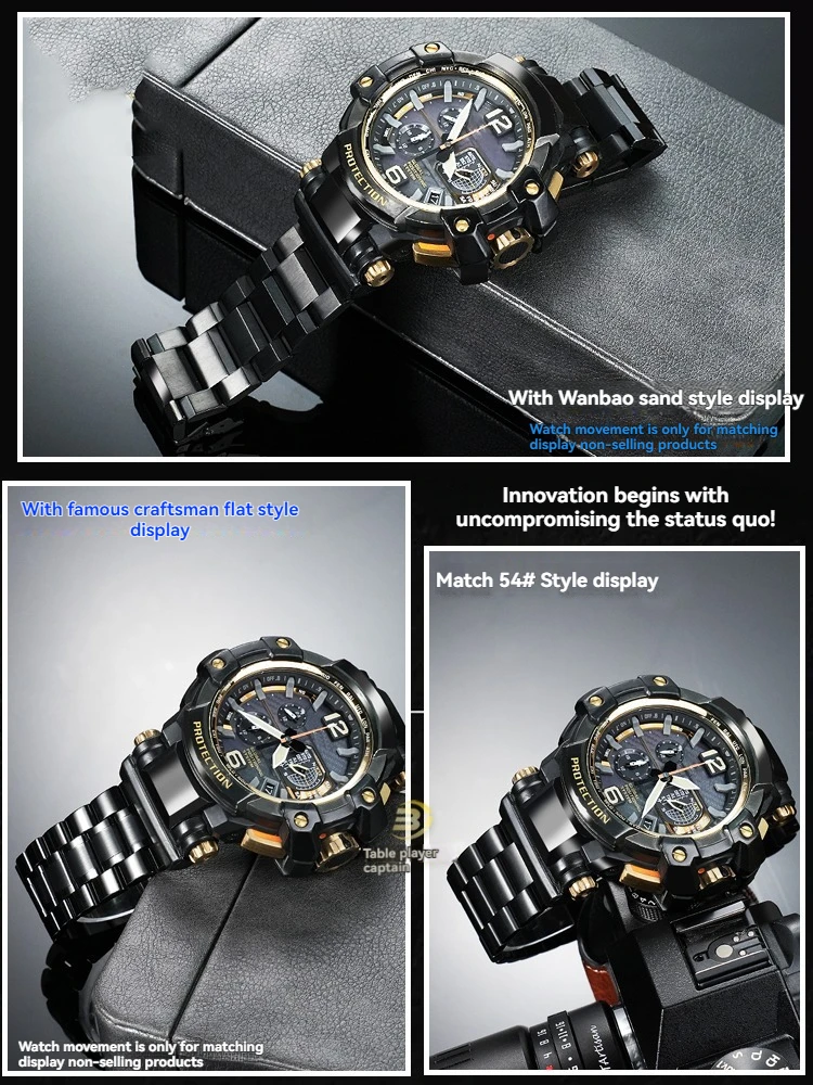 Correa de reloj de acero inoxidable para Casio GPW-1000 – Correa de metal sólido, pulsera modificada para hombre, accesorio de reloj de acero fino ajustable