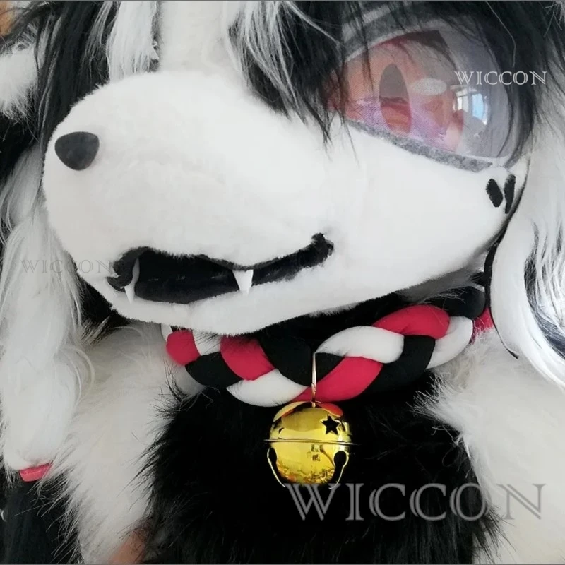 Fursuit Braided Choker Necklace Christmas Party Animal Cosplay Prop Rope Necklace 2color Bell 60cm Collar for Furry Cosplay