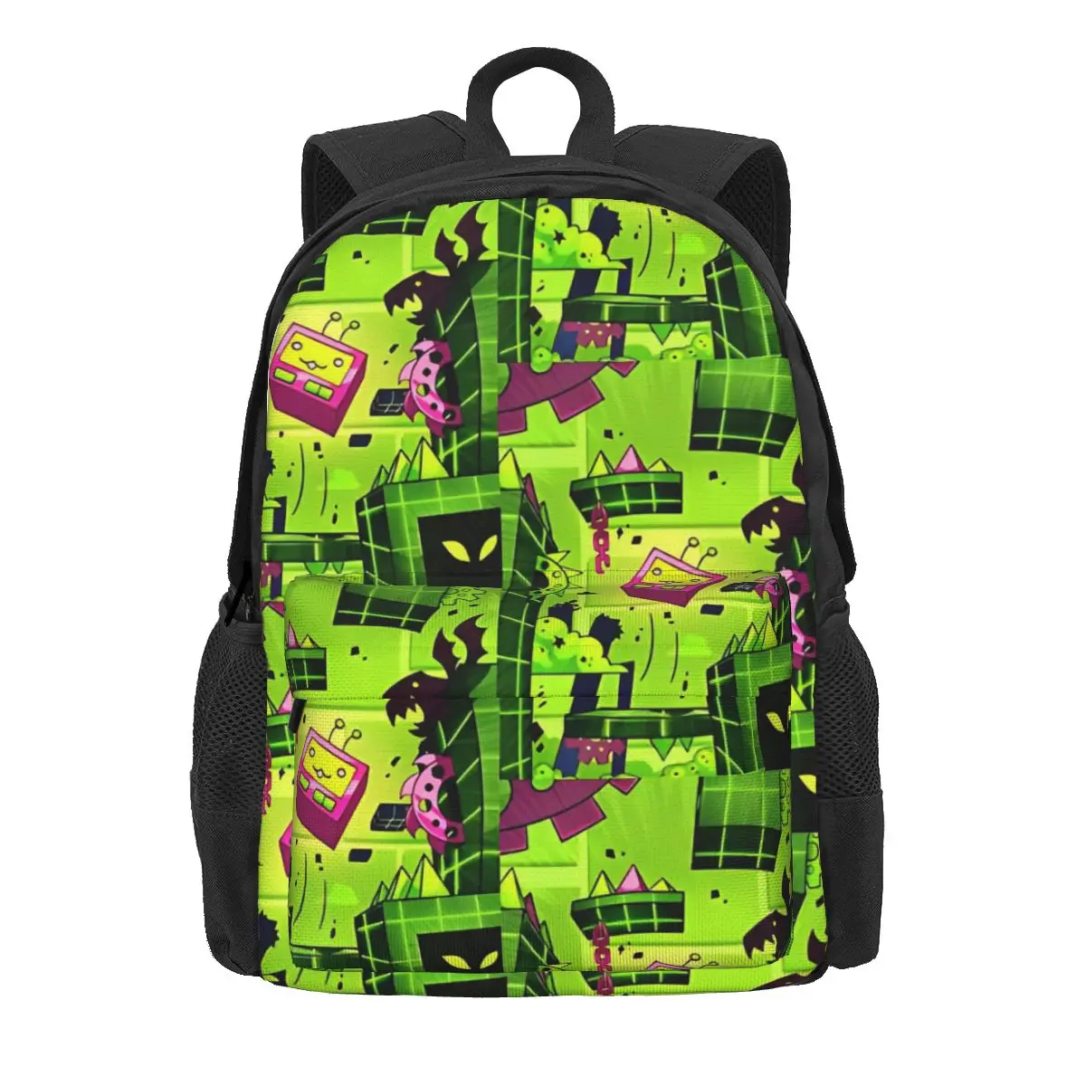 Mochila Geometria Dash Cube para Mulheres, Mochila Escolar Estudante de Moda 3D, Mochila Laptop Amante de Video Game, Mochila Kids Travel