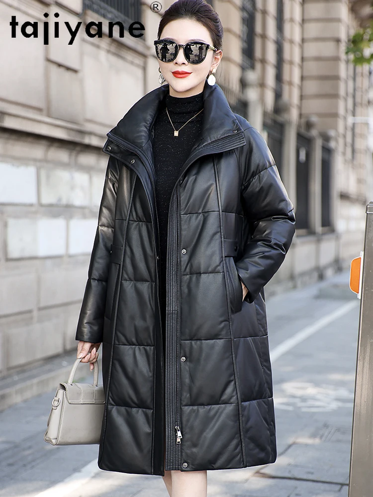 TAJIYANE Pufferjacke aus 100 % echtem Schaffell für Damen, weiße Entendaunenmantel, luxuriöse Echtlederjacken, Winterkleidung für Damen, 2025, Isabadah