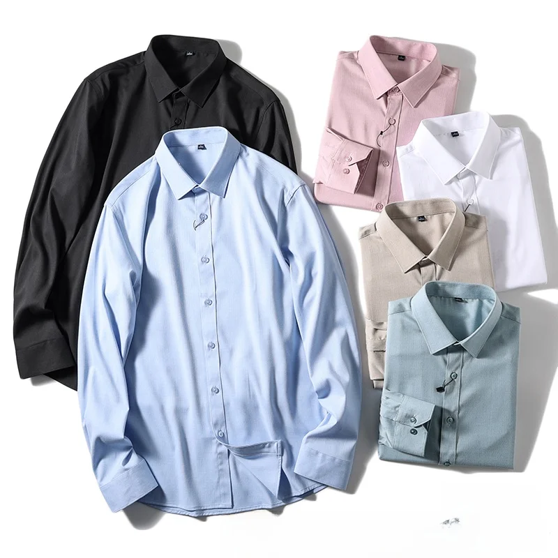 

Anti-Wrinkle Non-Iron Long Sleeve Casual Shirt for Men Commute Fashion City Standard Fit Spring Youth Daily Wear